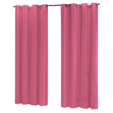 Imagem de Cortina Blackout PVC (Plástico) Decorativa Corta Luz 100% 2,80M x 2,50M de Porta Janela com Ilhós (PINK)