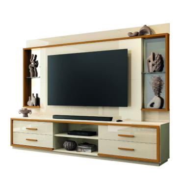 Imagem de Estante Home Theater com Espelho e Vidro Para TV Até 75 Polegadas 2,40m Leni EDN