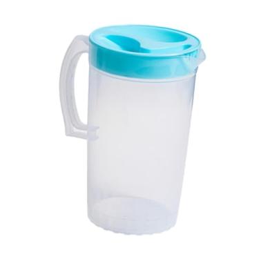 Imagem de Fenteer Jarra de água com tampa, chaleira de água fria, jarra de de recipiente de bebida para geladeira para água, Azul