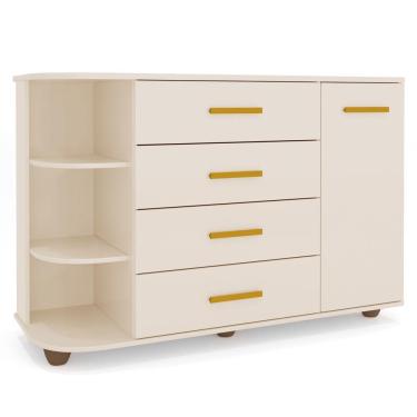 Imagem de Cômoda Infantil Com Cantoneira E 4 Gavetas 100% Mdf New Lorena Off White Phoenix