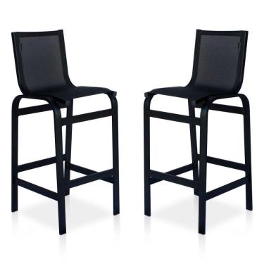 Imagem de Duas Banquetas Altas Para Balcões, Mesas Bistrôs, áreas Externas - Preto