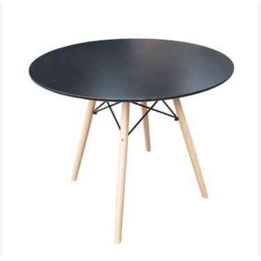 Imagem de Mesa Jantar Cozinha Eames Eiffel Com Tampo Laminado 80 Cm - Preto