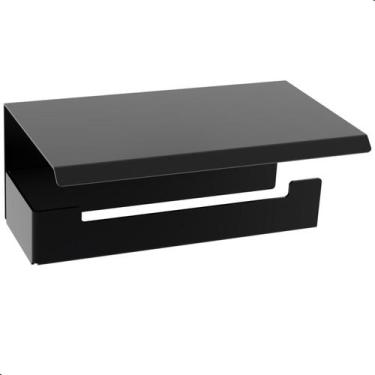 Imagem de Suporte Papel Higiênico Com Adesivo Na Parede Preto ELG - FassinShop