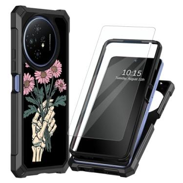 Imagem de Decahouy Capa para celular TCL 50 XL 5G / NXTPAPER 5G com protetor de tela, proteção total de silicone resistente, capa de canto à prova de choque, capa de canto à prova de choque, mão de esqueleto