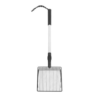Imagem de Mbeysaq Pá de areia extensível para gatos com cabo longo, colher de cocô de galinheiro de metal, tela fina para resíduos de animais de estimação, leve e rotativa para facilitar a limpeza (alça modelo