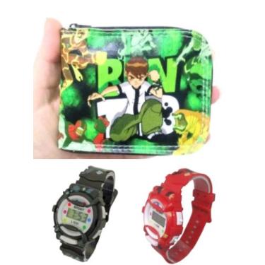 Imagem de Carteira ben 10infantil e relógio digital  masculino , seu filho merec
