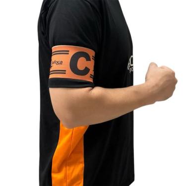 Imagem de Faixa Braçadeira de Capitão Adulto Ajustável Laranja e Preto Dafoca Sp