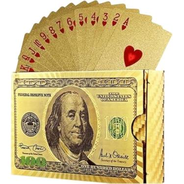 Imagem de Baralho Dourado Ouro 24k Prova de Água Poker Truco Cartas Jogos