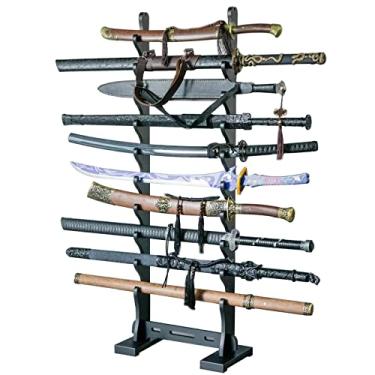 Imagem de Suporte de espada prateleira de exibição de espadas, suporte de exibição de espadas, suporte para katana, cabide de espadas de madeira, suporte para espadas de samurais, suporte para sabre de luz ver