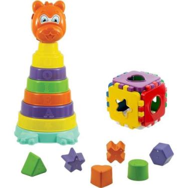 Imagem de Brinquedo Educativo URSO e Cubo BABY com 6 Formas - Kendy Brinquedos