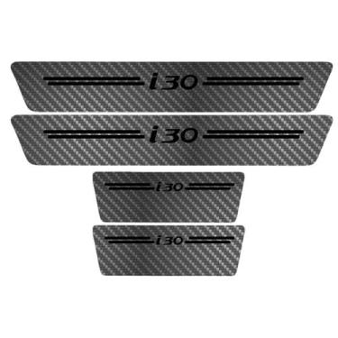 Imagem de Kit Soleira Protetora Porta Premium Black Carbono - I30 - Jhow Adesivo