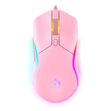 Imagem de Mouse Gamer Rosa LED RGB 8000DPI com Software Programável Sensor Gamer Profissional Fade Fofinho Feminino Presente Ozzix