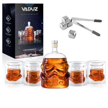 Imagem de BOPOREA Conjunto de decantador de uísque criativo transparente, garrafa Stormtrooper com 2 copos, 4 cubos de gelo de aço inoxidável e pinça de gelo, jarra de frasco, garrafa de uísque para vinho,