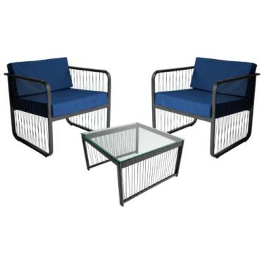 Imagem de Conjunto 2 Poltrona e 1 Mesa de Centro Santiago em Alumínio e Fibra Si