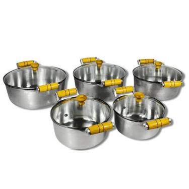 Imagem de Jogo de Panelas Caçarolas em Alumínio Fundido com Tampa de Vidro - Mim