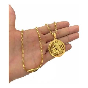 Imagem de Corrente Tijolinho 4Mm + Pingente De São Jorge Banhado Ouro - Tojoia18