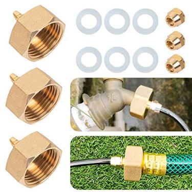 Imagem de Hourleey Adaptador de mangueira de jardim, adaptador de tubo de rosca fêmea padrão de latão de 1/10.2 cm para mangueira de água, converte mangueira de jardim de 1/10.2 cm em tubo de 0,6 cm, conjunto