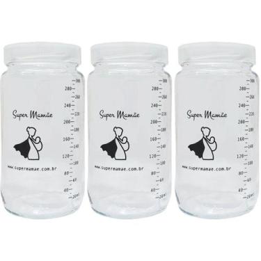 Imagem de Potes Vidro para Armazenar Leite Materno Graduados 300ml 3UND - Super 