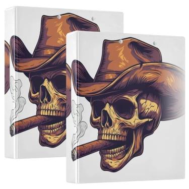 Imagem de Pacote com 2 fichários pequenos de chapéu de caubói, caveira, 3 anéis com prancheta, pastas escolares, prancheta resistente