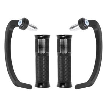 Imagem de Partuto Kit de capa de guidão de motocicleta de 22 mm 15/40.6 cm 24 mm kit de capa de guidão de liga de alumínio preto 1 conjunto padrão de diamante xadrez lateral