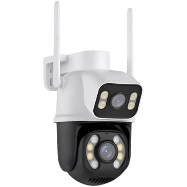 Imagem de Câmera de Segurança IP WiFi 2.4G Interna Externa Lente Dupla PTZ A28B 3MP HD IP66 À Prova D'água Rastreamento Automático Inteligente Comunicação Bidirecional Infravermelho com Sensor de Luz