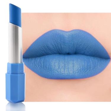 Imagem de HHLTOH Batom Metálico Fosco Azul-Celeste Profundo Para Mulheres E Homens, Lápis De Cera Lábios Rosto, Longa Duração À Prova D'Água, Fácil Aplicar, Pigmentado, Maquiagem Cobertura Total Festa Temátic