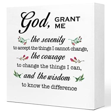 Imagem de Ruvoty Placa De Madeira Com Estampa Deus, Conceda-Me A Serenidade, Decoração Mesa, Versículos Bíblicos, Blocos Para Casa Cristã, Quarto, Escritório, Prateleira, Mesa