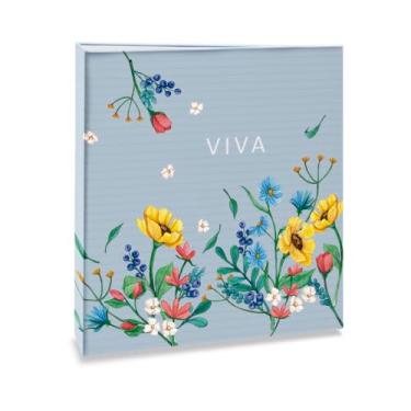 Imagem de Álbum de fotos Ical, encadernação tradicional, para 120 fotos 10x15cm - envelope plástico transparente - linha Floral - modelo azul floral - viva - 330