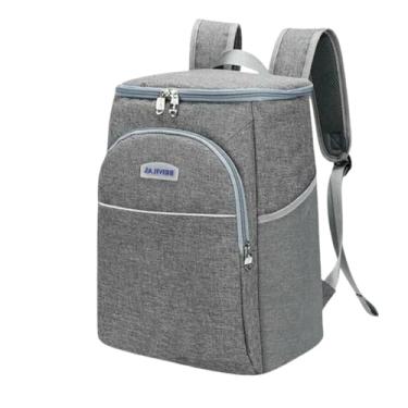 Imagem de Mochila Térmica 23L, Impermeável, com Compartimentos para Bebidas e Alimentos, Cinza, 36x26x20cm
