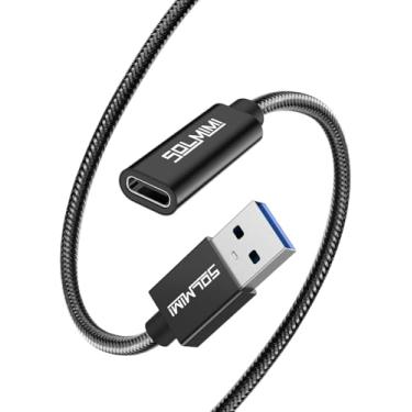 Imagem de SOLMIMI Adaptador USB, USB A 3.0 macho para adaptador tipo C fêmea, transferência de dados e música de 5 Gbps, compatível com PC, laptop, iPad 2018, disco U, disco rígido, etc. (20 cm)