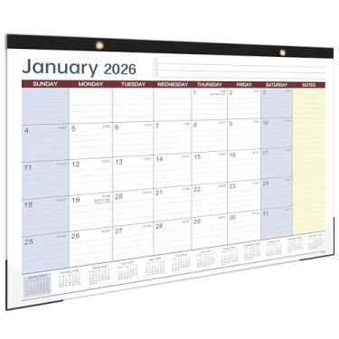 Imagem de Calendário de mesa 2026 - Calendário de mesa grande 2026, janeiro de 2026 - dezembro de 2026, calendário de mesa de 43 x 30 cm, calendário 2 em 1 com notas, protetor de canto, blocos