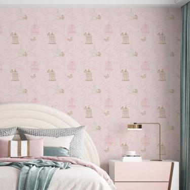 Imagem de Kit 5 Rolos Papel De Parede Adesivo Borboletas Rosa 3,0M