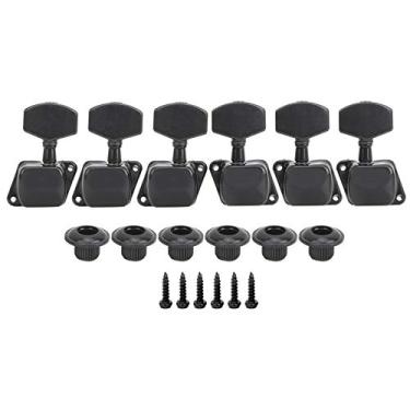Imagem de QANYEGN Ajuste de corda de guitarra pinos, botões de cabeças de máquina de guitarra, ajuste de cabeças da máquina de chaves para guitarra acústica ou elétrica (Preto)