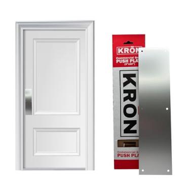 Imagem de KRON - Placa de pressão de porta, placa de metal de 10 x 40 cm com parafusos para portas de madeira ou metal, proteção de porta com furos pré-perfurados e parafusos de grau comercial - alumínio