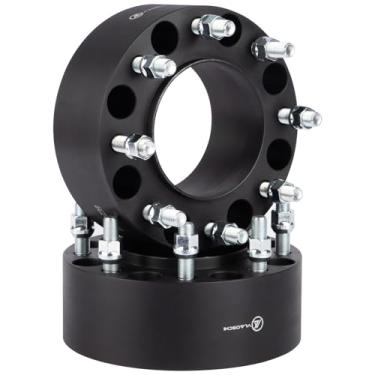 Imagem de VLAOSCHI Espaçadores de roda Hubcetric preto forjado 8x180 7,6 cm com pinos de 14x1,5 compatível com Chevy GMC 8 Lug para Silverado 2500 3500 HD 2011-2025 | Sierra 2500 3500 HD 2011-2025 - Pacote com
