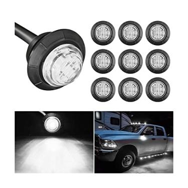 Imagem de HIPOPY 10 peças de luzes de LED redondas de 3/4 polegadas, luz de sinalização à prova d'água, lanterna traseira de sinal, mini lâmpada indicadora traseira selada, acessórios universais de reboque de caminhão de carro (branco)