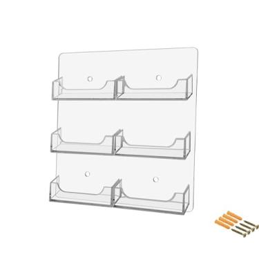 Imagem de Suporte para cartões de visita de marketing com vários compartimentos, economiza espaço, presente premium, Clear, 6 Pocket