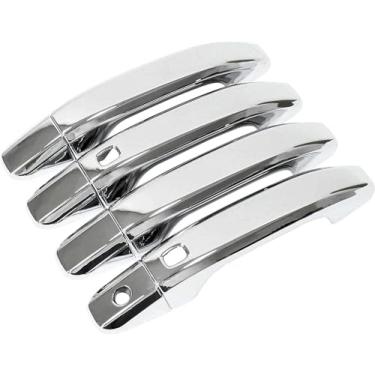 Imagem de MOTOKU Pacote com 4 capas de maçaneta externa cromadas dianteira traseira esquerda e direita com 2 furos Smartkey para Chevrolet Silverado 1500 2500HD 3500HD 2019-2022 para GMC Sierra 1500 2020-2021