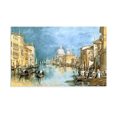 Imagem de Arte de parede em tela pinturas famosas pôster de belas artes O Grande Canal Veneza impressões famosas pinturas a óleo imagens de reprodução para decoração de sala de estar 110 x 70 cm (43 x 28 pol