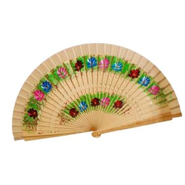 Imagem de YIJU Ventilador de mão dobrável multifuncional retrô para festas de cosplay e acessórios de dança, Madeira