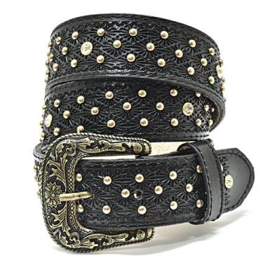 Imagem de Cinto Country Feminino Em Couro Atrevidus Com Strass/cravo Primavera -