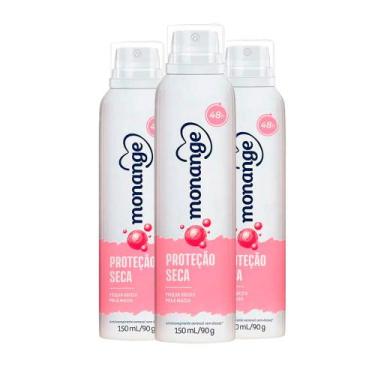 Imagem de Kit Desodorante Aerosol Monange Proteção Seca 90g - 3 unidades