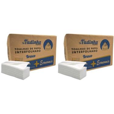 Imagem de Kit 2 Pacotes de Papel Interfolha Branco Vó Tudinha 20x21 cm e 2 dobra