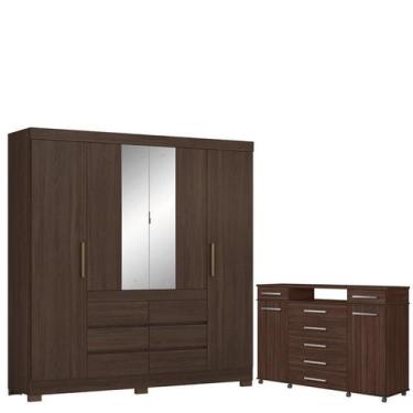 Imagem de Guarda Roupa Casal Cádis com Cômoda London Café - Demóbile - Demobile