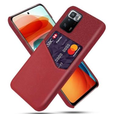 Imagem de Capa para Xiaomi Redmi Note 10 PRO 5G,Tela e tampa de couro PU,Antideslizante,360°cobertura completa à prova de choque com 1 slot de cartão atrás,Prevenção de queda-Red