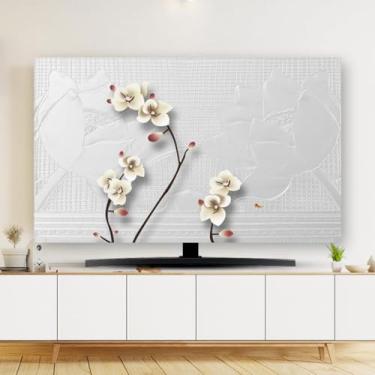 Imagem de HSTANGKY Capa de TV 81.3 cm-203.2 cm Capa protetora de tela multifunções TV interior capa à prova de poeira pano de poliéster macio capas de tela de televisão para pendurar mesa curva flor1||55