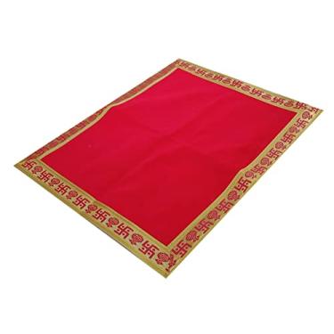 Imagem de Purpledip Zari Border Puja Aasan: Tapete Rich Feel Gaddi Chowki para God Idols, Grande (12404D)