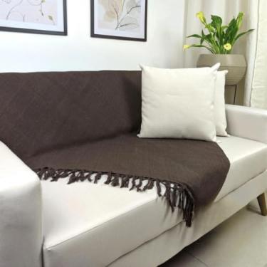 Imagem de Manta para Sofá King Size 3,00m x 1,80m – 100% Algodão | Protetor Decorativo Gigante e Confortável (King Marrom liso escuro)