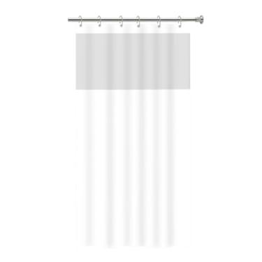 Imagem de Cortina para Box de Banheiro em PVC com Visor 1,38m x 1,98m Impermeável Antimofo Branca
