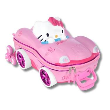 Imagem de Mochila de Rodinhas Hello Kitty Carro Escolar Infantil 3D, Rosa